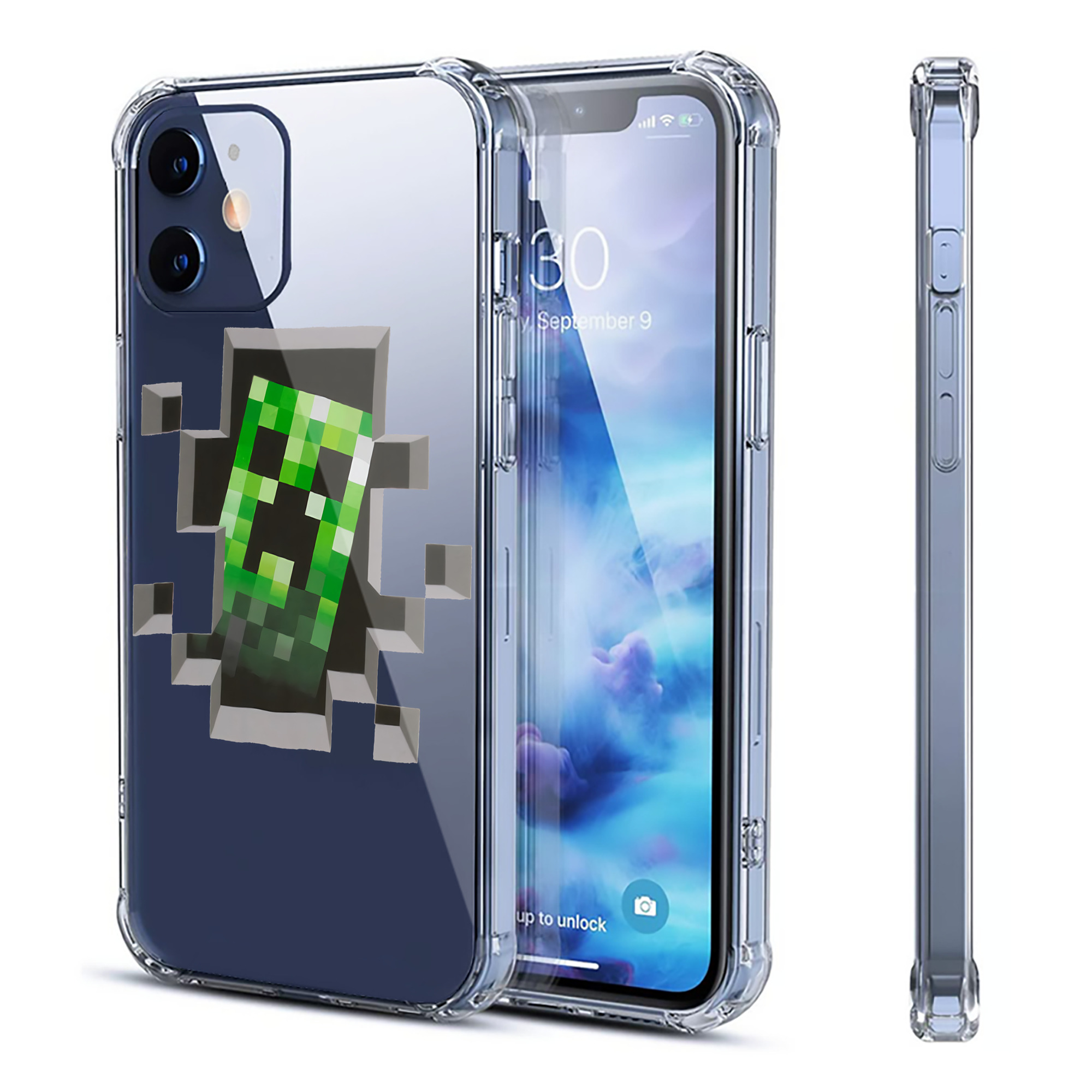 （画像用） マインクラフト ブロックの世界 Minecraft MC Block world 【iPhone 12シリーズ対応】透明スマホケース（クリアソフトケース）